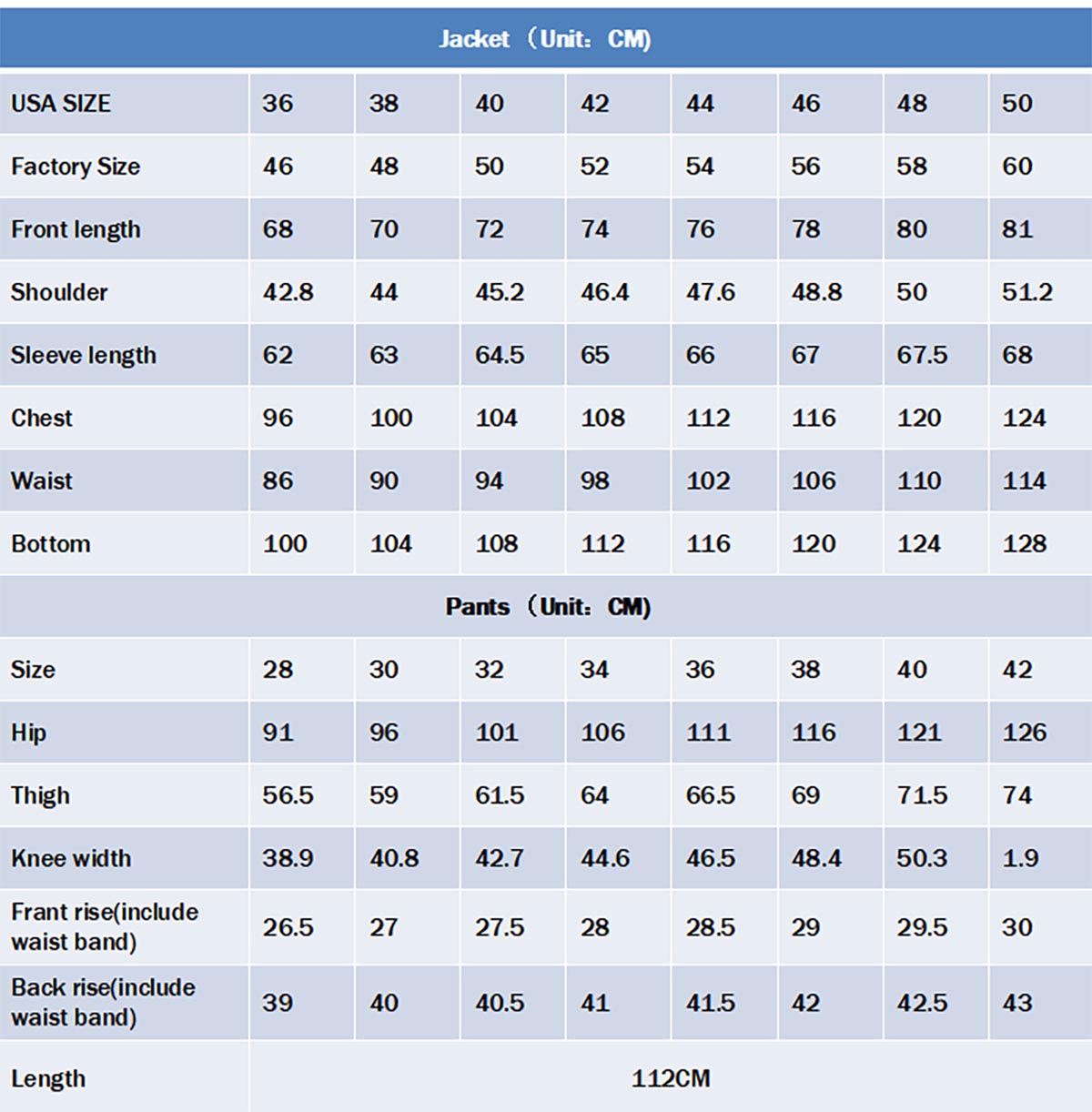 SIZE CHART1